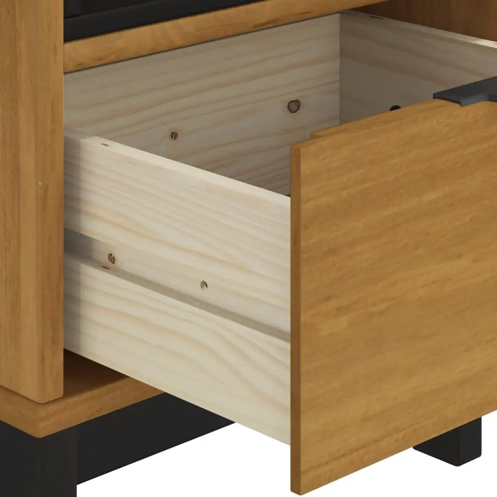 Brown Bedside Table Solid Pine Wood 40x35x50 cm Nightstand with Drawer and Compartment for Bedroom Storage