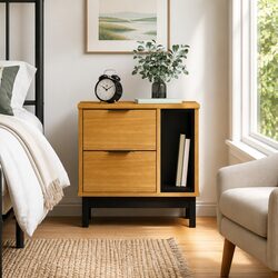 Bedside Cabinet with Drawers Storage Nightstand Bedroom Solid Wood Table Brown