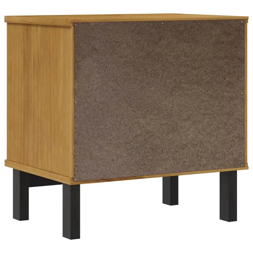 Solid Wood Bedside Cabinet Brown Nightstand with 2 Drawers and Compartment for Storage