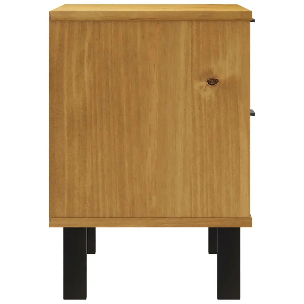 Solid Wood Bedside Cabinet Brown Nightstand with 2 Drawers and Compartment for Storage