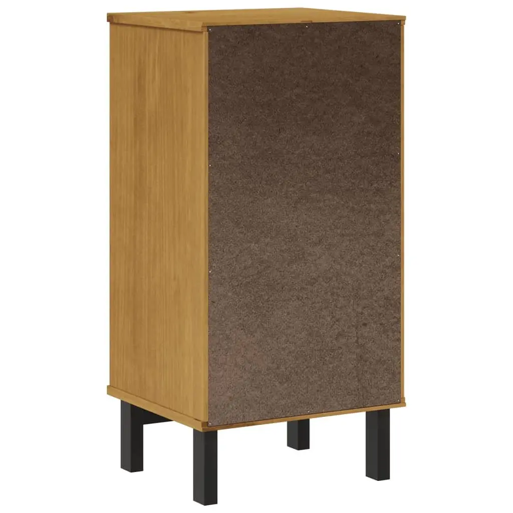Solid Pine Wood Nightstand Brown Bedside Cabinet with 2 Drawers and Compartment