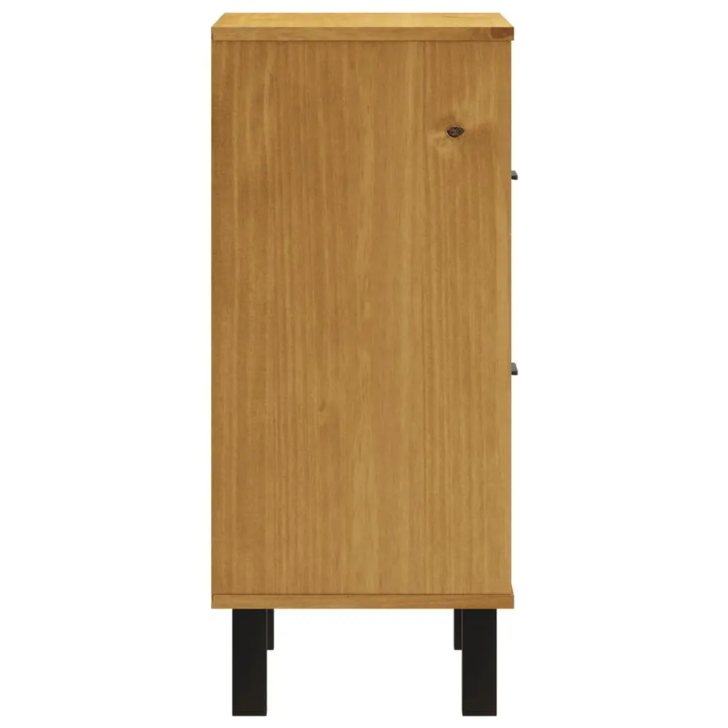 Solid Pine Wood Nightstand Brown Bedside Cabinet with 2 Drawers and Compartment