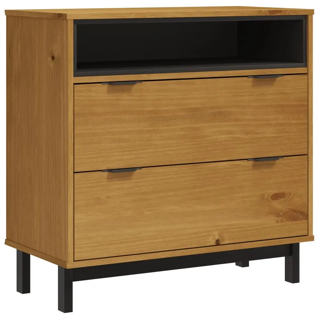 Pine Wood Drawer Cabinet Storage Chest Brown 80x40x80 cm with 2 Drawers and Open Compartment for Organised Storage