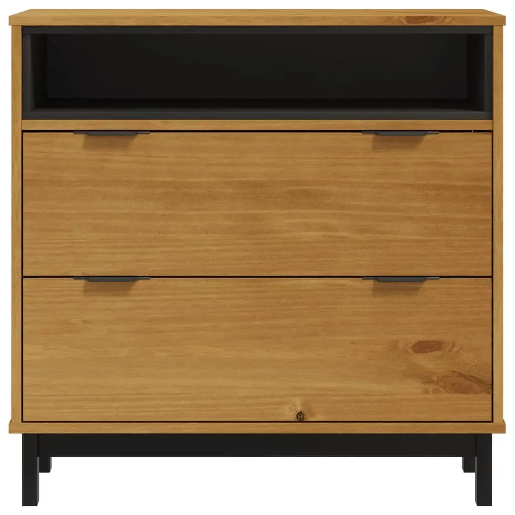 Pine Wood Drawer Cabinet Storage Chest Brown 80x40x80 cm with 2 Drawers and Open Compartment for Organised Storage
