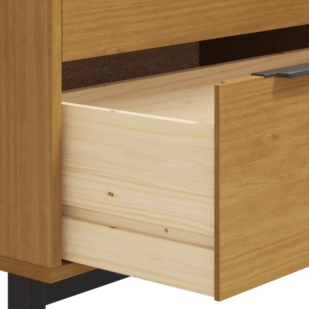 Pine Wood Drawer Cabinet Storage Chest Brown 80x40x80 cm with 2 Drawers and Open Compartment for Organised Storage