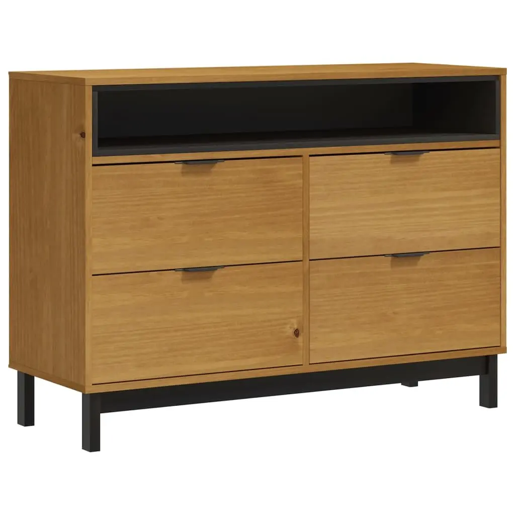 Drawer Cabinet Wooden Storage Organizer 110x40x80 cm Brown Solid Pine