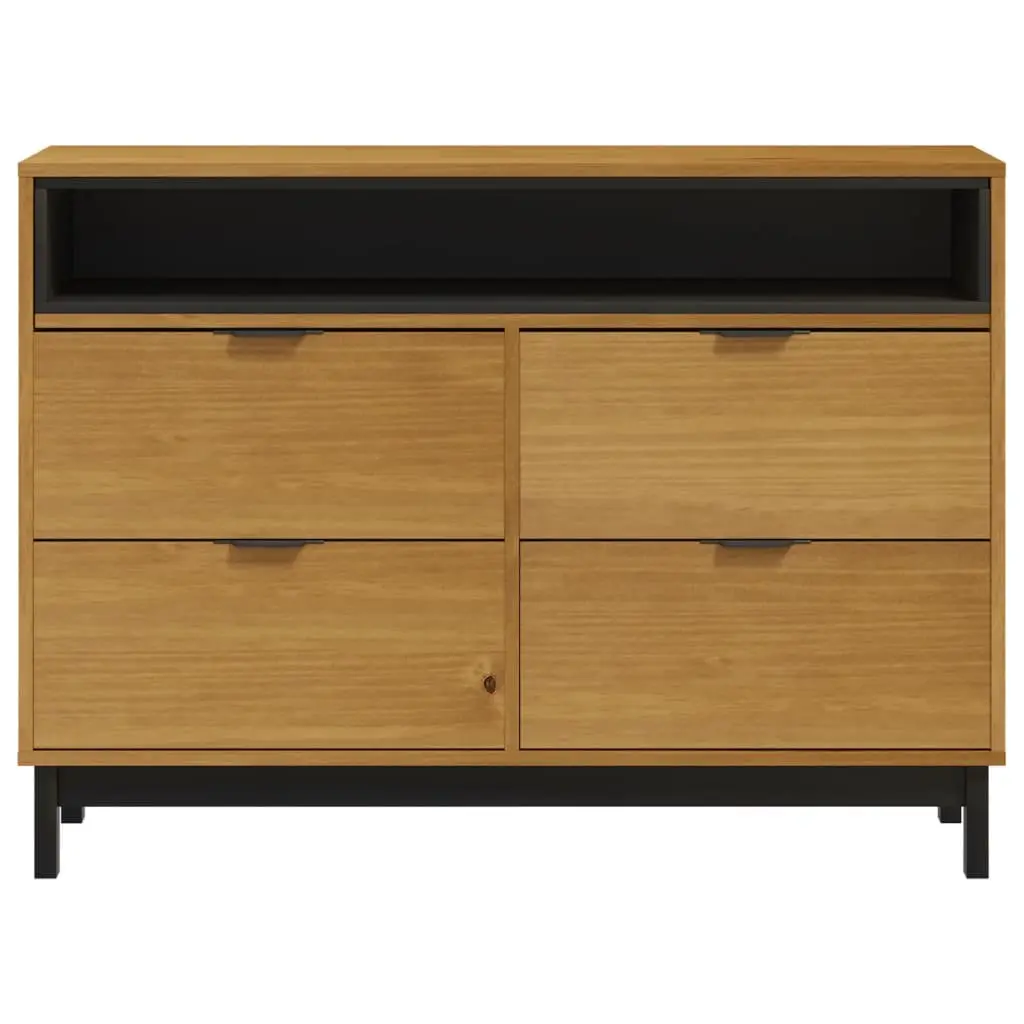 Drawer Cabinet Wooden Storage Organizer 110x40x80 cm Brown Solid Pine