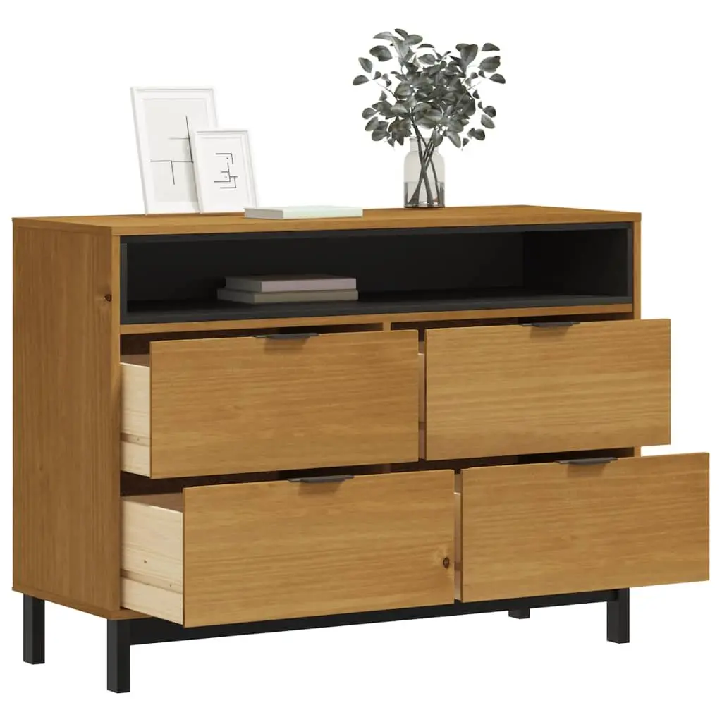 Drawer Cabinet Wooden Storage Organizer 110x40x80 cm Brown Solid Pine