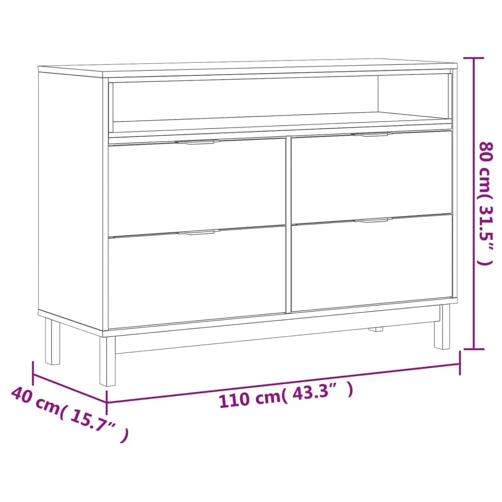 Drawer Cabinet Wooden Storage Organizer 110x40x80 cm Brown Solid Pine
