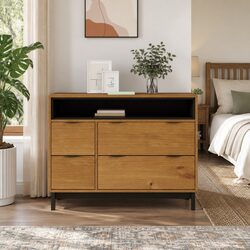 4 Drawer Pine Wood Storage Cabinet for Home Organization