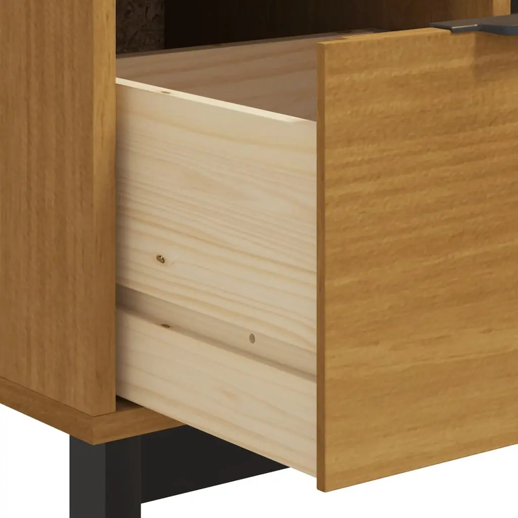 4 Drawer Storage Organizer Wooden Cabinet Brown Solid Pine 110x40x80cm