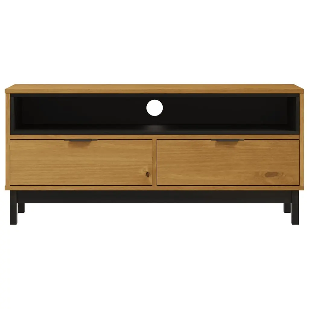 TV Cabinet 110x40x50cm Solid Pine Wood Storage Unit Brown Living Room Media