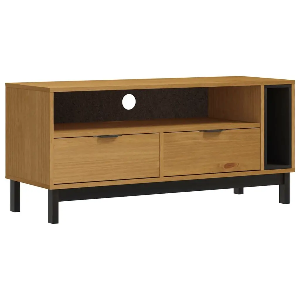 Brown Solid Pine Wood TV Cabinet 110x40x50 cm Media Unit with Storage