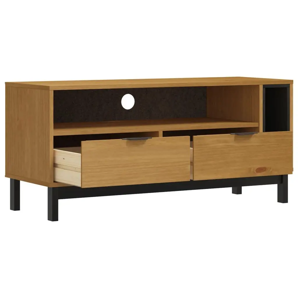 Brown Solid Pine Wood TV Cabinet 110x40x50 cm Media Unit with Storage