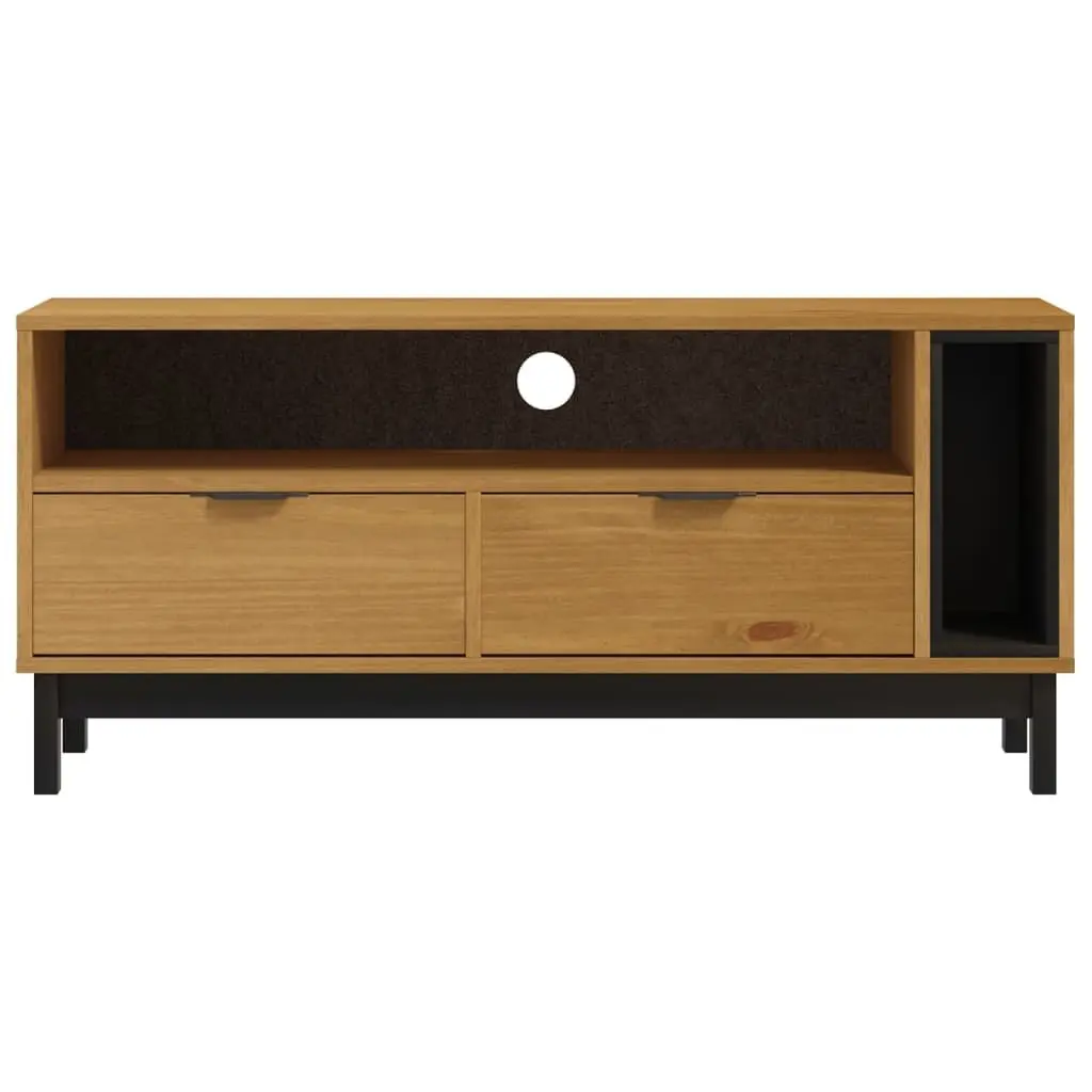 Brown Solid Pine Wood TV Cabinet 110x40x50 cm Media Unit with Storage