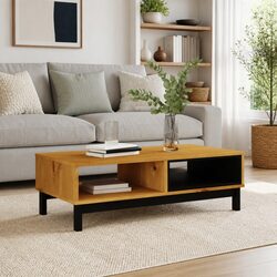 Coffee Table Solid Pine Wood Brown Living Room Accent Furniture Storage