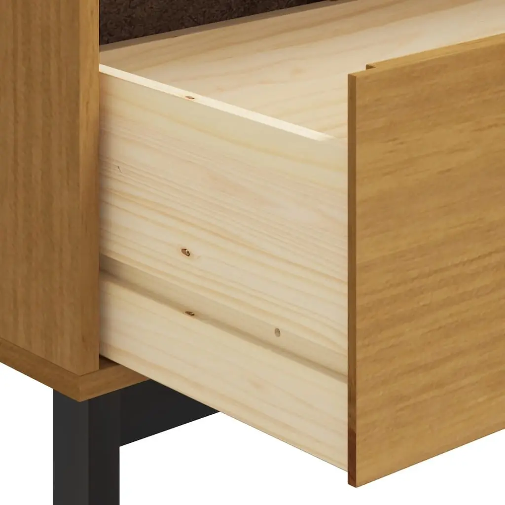 Solid Pine Wood Sideboard Storage Cabinet with Glass Door Brown 80x40x80cm