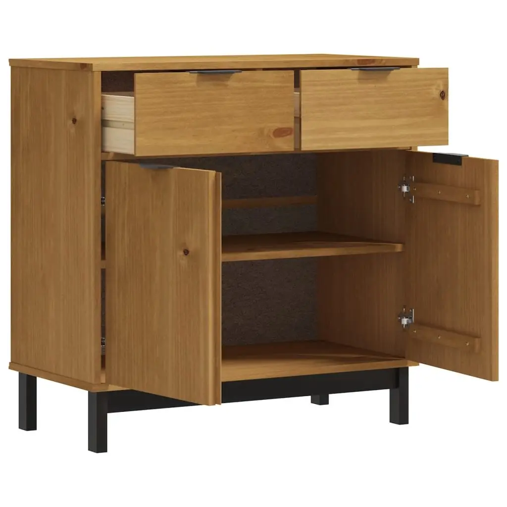 Wooden Storage Cabinet Sideboard Brown Solid Pine 80cm Wide 40cm Deep 80cm High Furniture Display