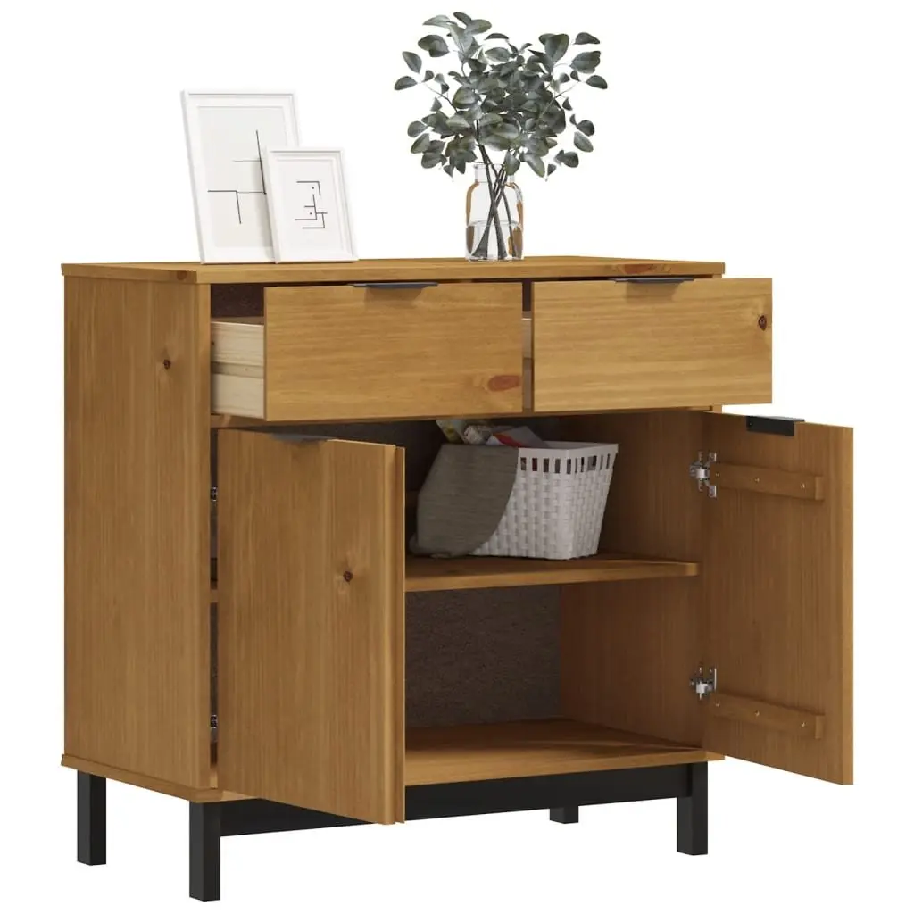 Wooden Storage Cabinet Sideboard Brown Solid Pine 80cm Wide 40cm Deep 80cm High Furniture Display