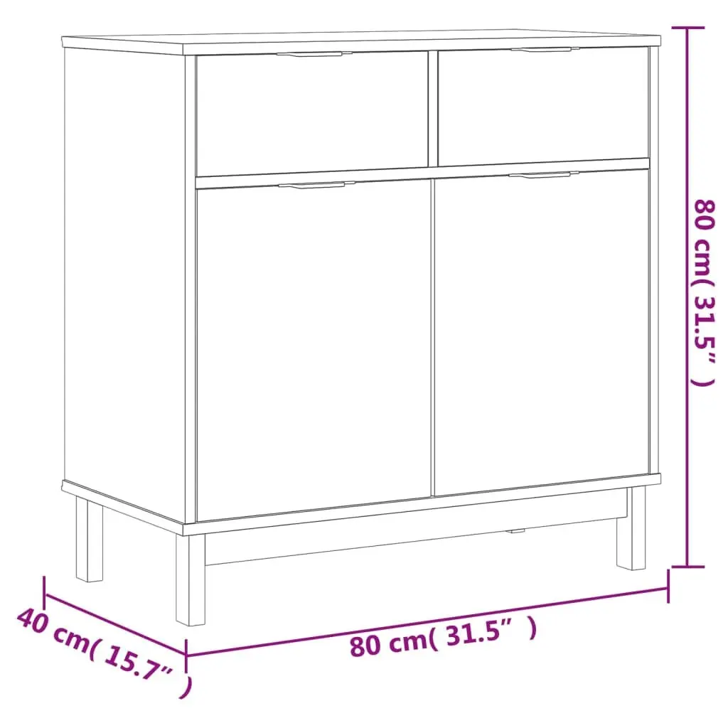 Wooden Storage Cabinet Sideboard Brown Solid Pine 80cm Wide 40cm Deep 80cm High Furniture Display