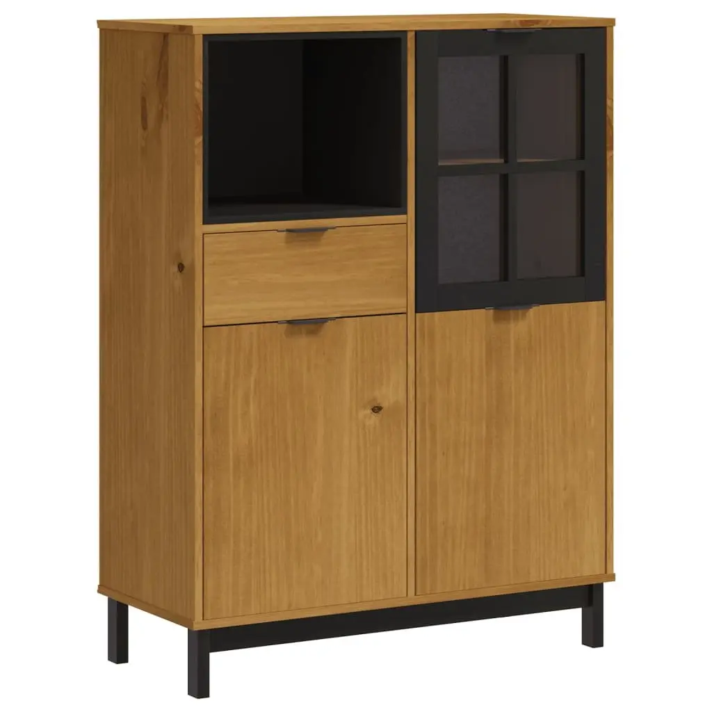 Highboard Storage Cabinet Engineered Wood 92cm W x 40cm D x 122.5cm H Brown