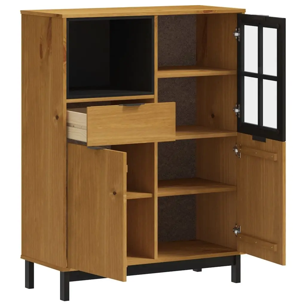 Highboard Storage Cabinet Engineered Wood 92cm W x 40cm D x 122.5cm H Brown