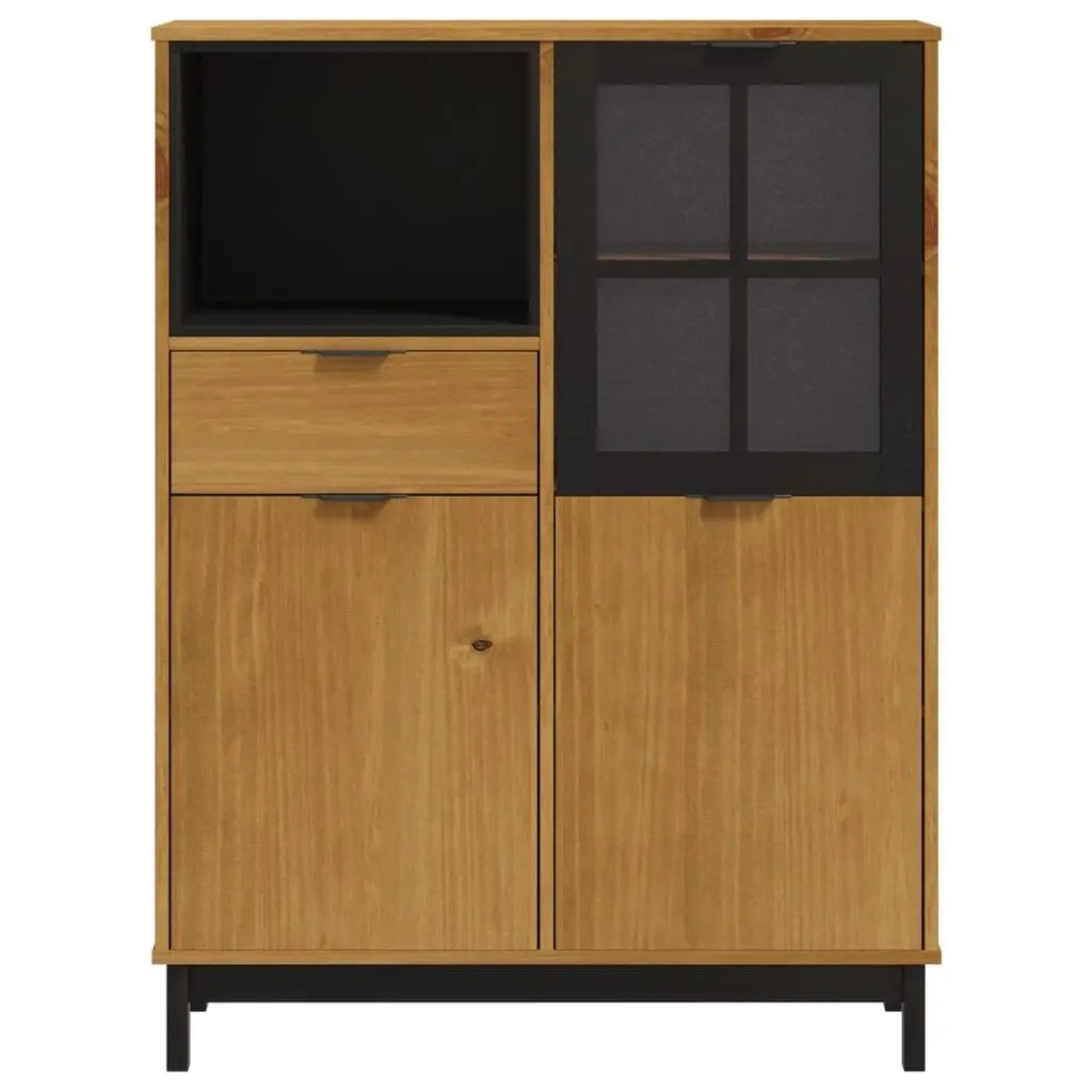 Highboard Storage Cabinet Engineered Wood 92cm W x 40cm D x 122.5cm H Brown