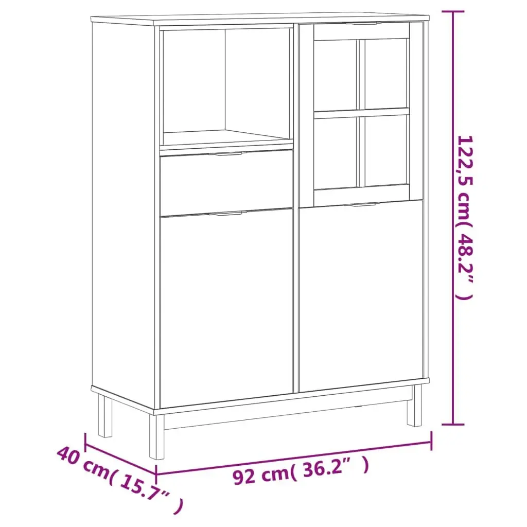 Highboard Storage Cabinet Engineered Wood 92cm W x 40cm D x 122.5cm H Brown