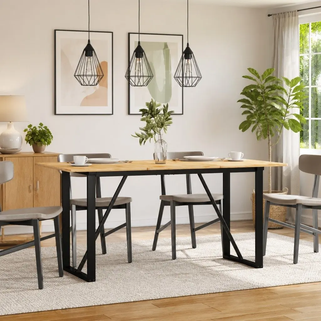 Steel O-Frame Dining Table Legs Black 120x60x73cm Industrial Furniture Base