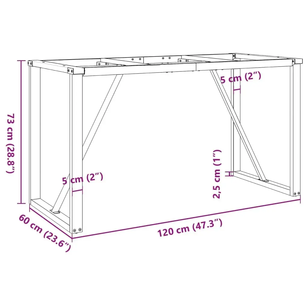 Steel O-Frame Dining Table Legs Black 120x60x73cm Industrial Furniture Base