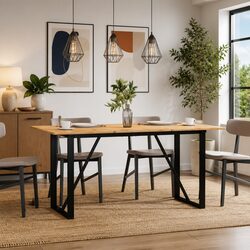 Practical O-Frame Table Legs for Your Home 140x60x73 cm Black Steel