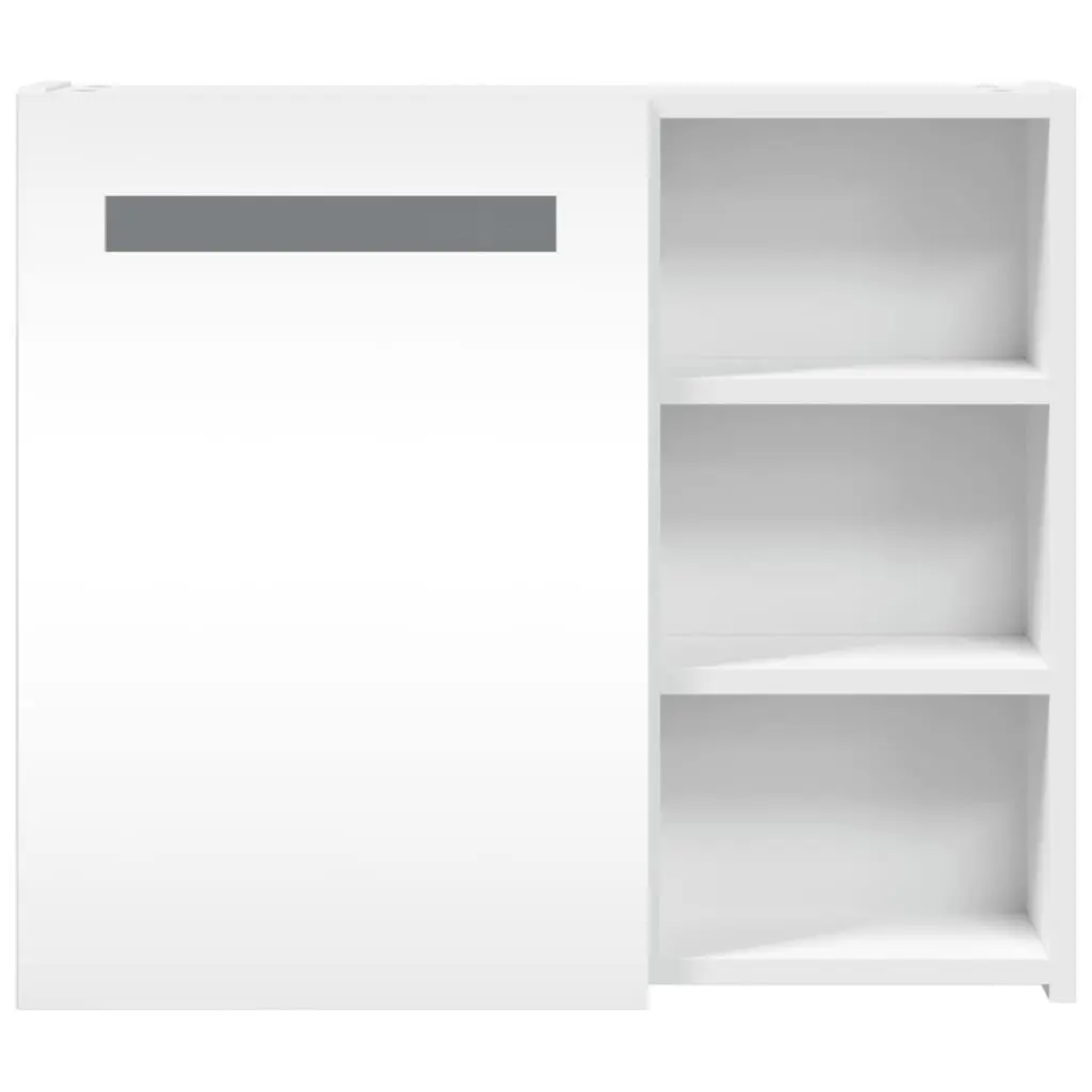 Bathroom Mirror Cabinet Engineered Wood Wall-Mounted 60x13x52cm White with LED Light