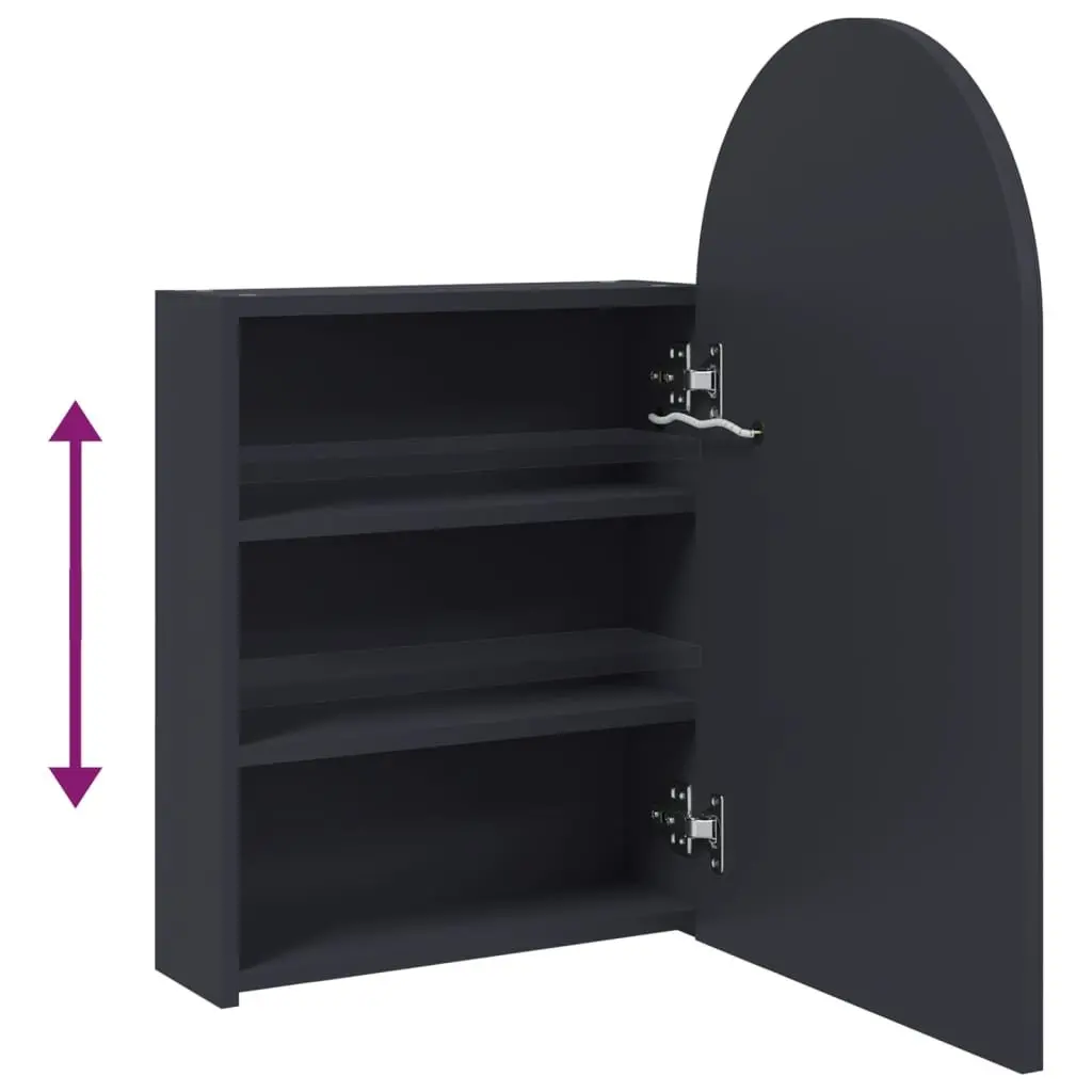 Grey Arched Bathroom Cabinet LED Light Wall-Mounted 42x13x70cm