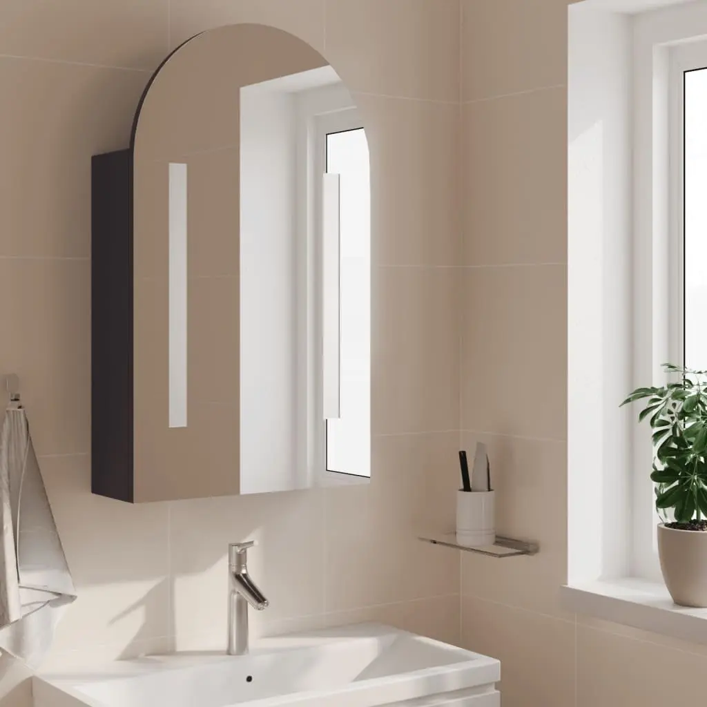 Grey Arched Bathroom Cabinet LED Light Wall-Mounted 42x13x70cm