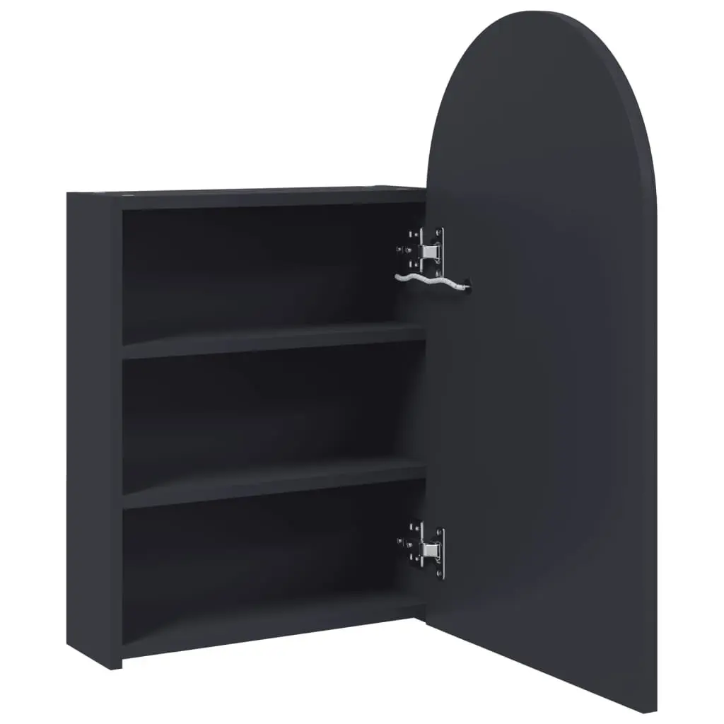 Grey Arched Bathroom Cabinet LED Light Wall-Mounted 42x13x70cm