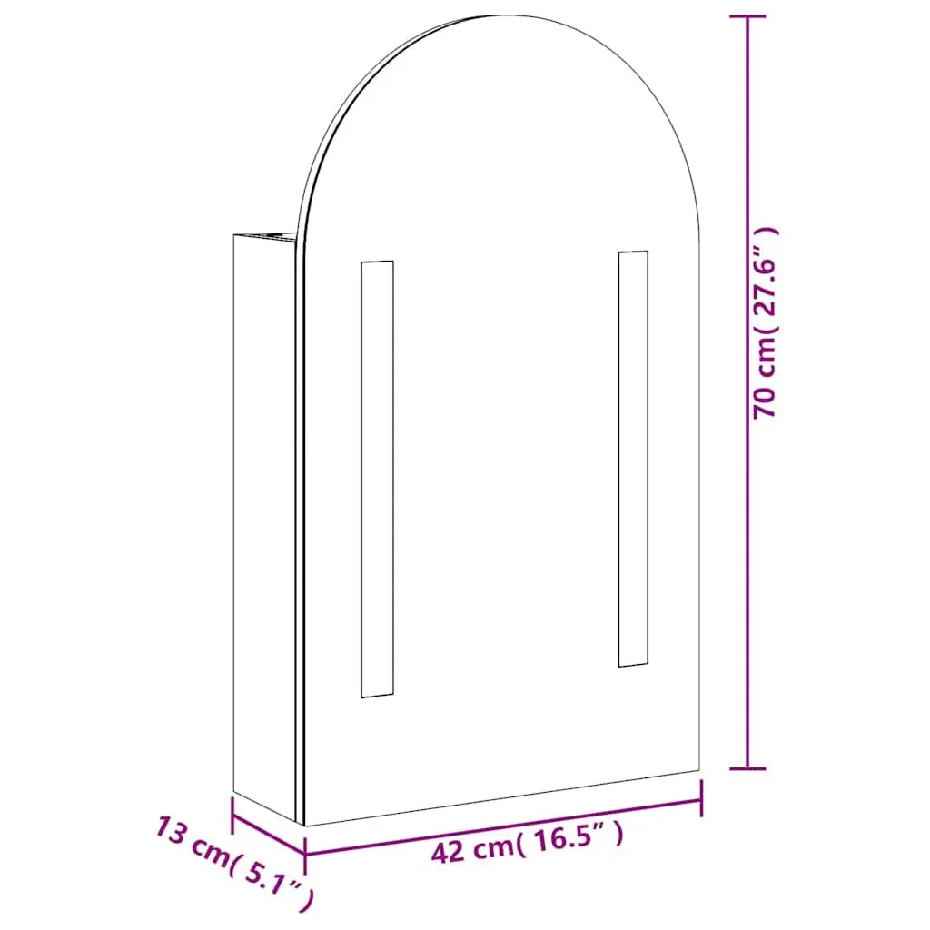Bathroom Mirror Cabinet with LED Light Arched Wall-Mounted Storage Black