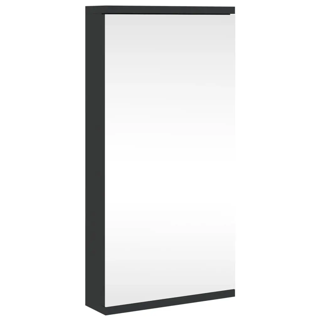 Corner Bathroom Mirror Cabinet Engineered Wood Wall-Mounted 30x24x60cm Black