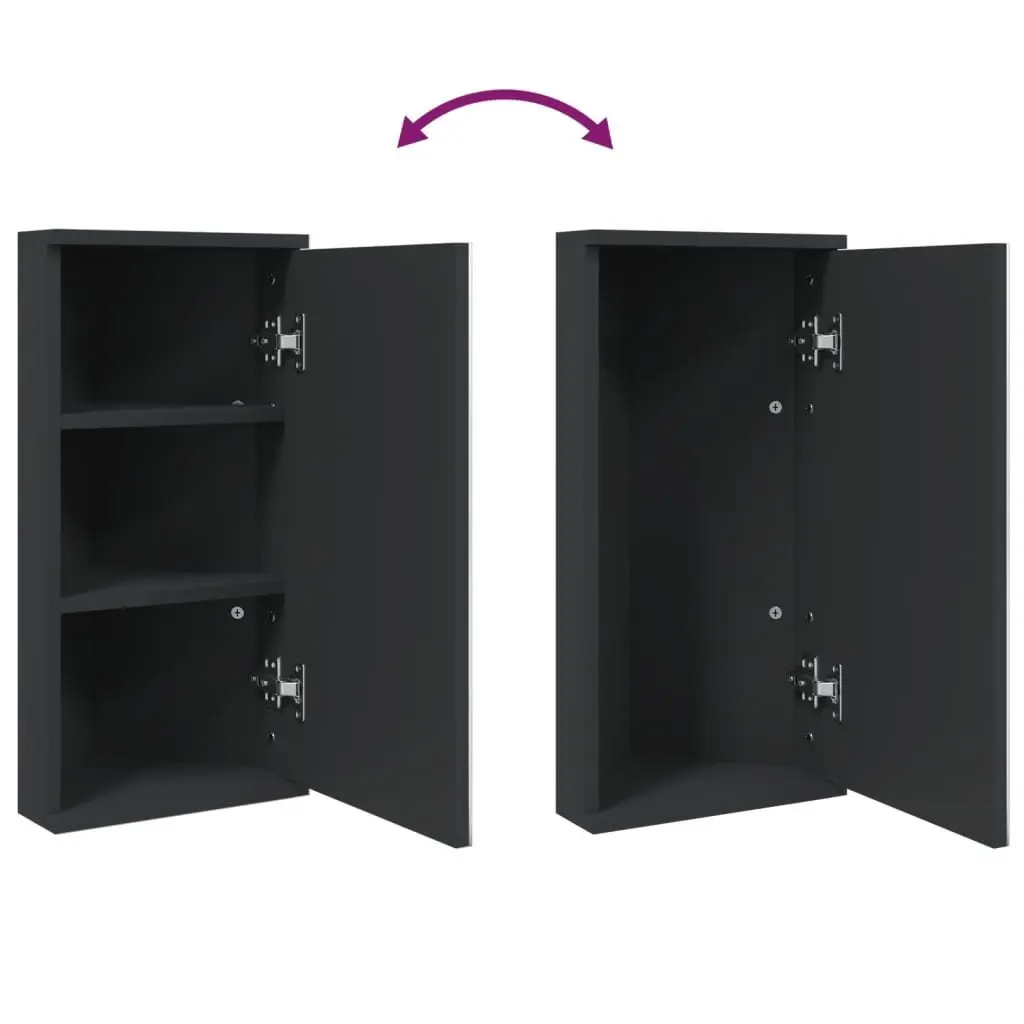Corner Bathroom Mirror Cabinet Engineered Wood Wall-Mounted 30x24x60cm Black