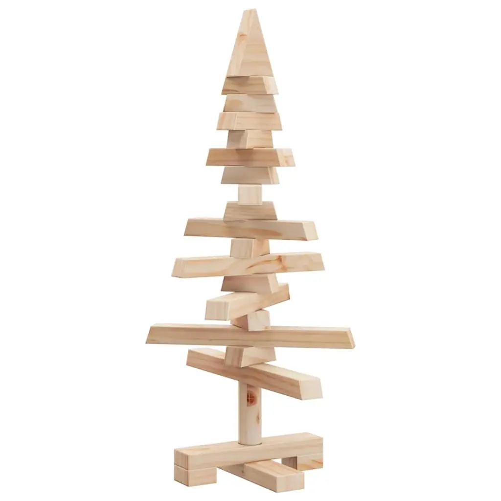 Solid Pine Wood Christmas Tree Decoration 60cm Rustic Home Holiday Seasonal Brown