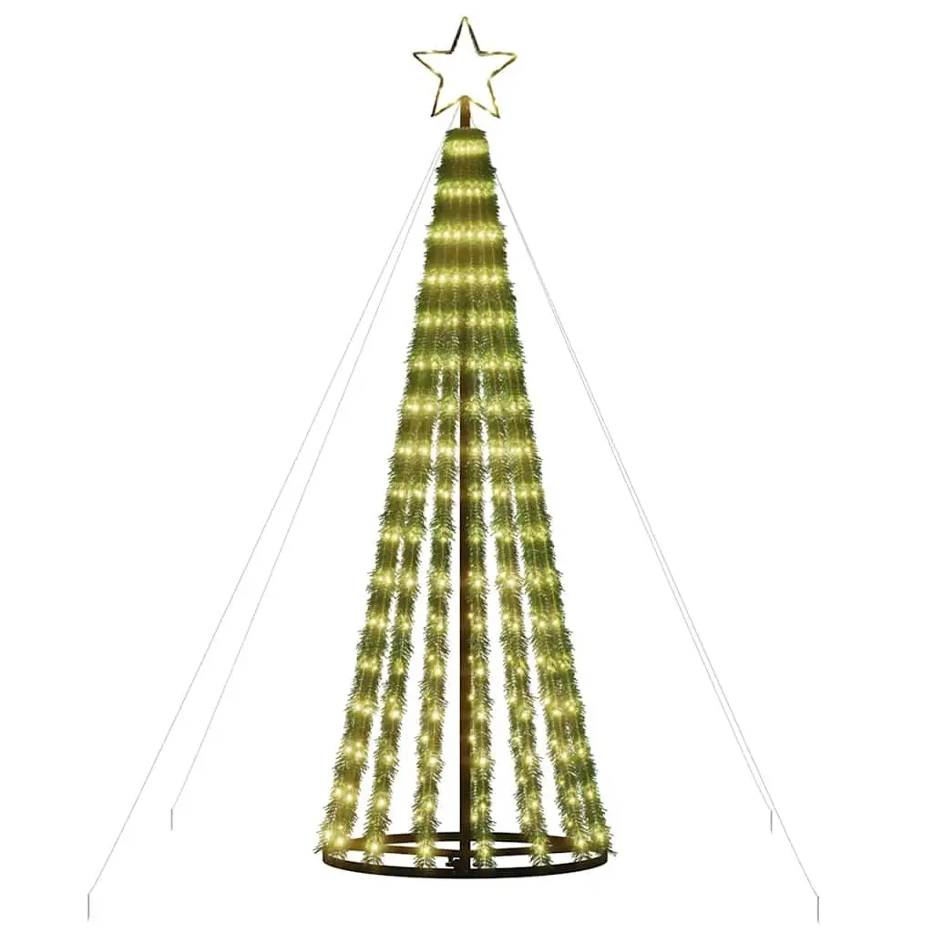 LED Christmas Tree Pre Lit 180cm Warm White 275 LEDs Seasonal Decoration with 8 Lighting Effects and Iron Base for Home Festive Atmosphere