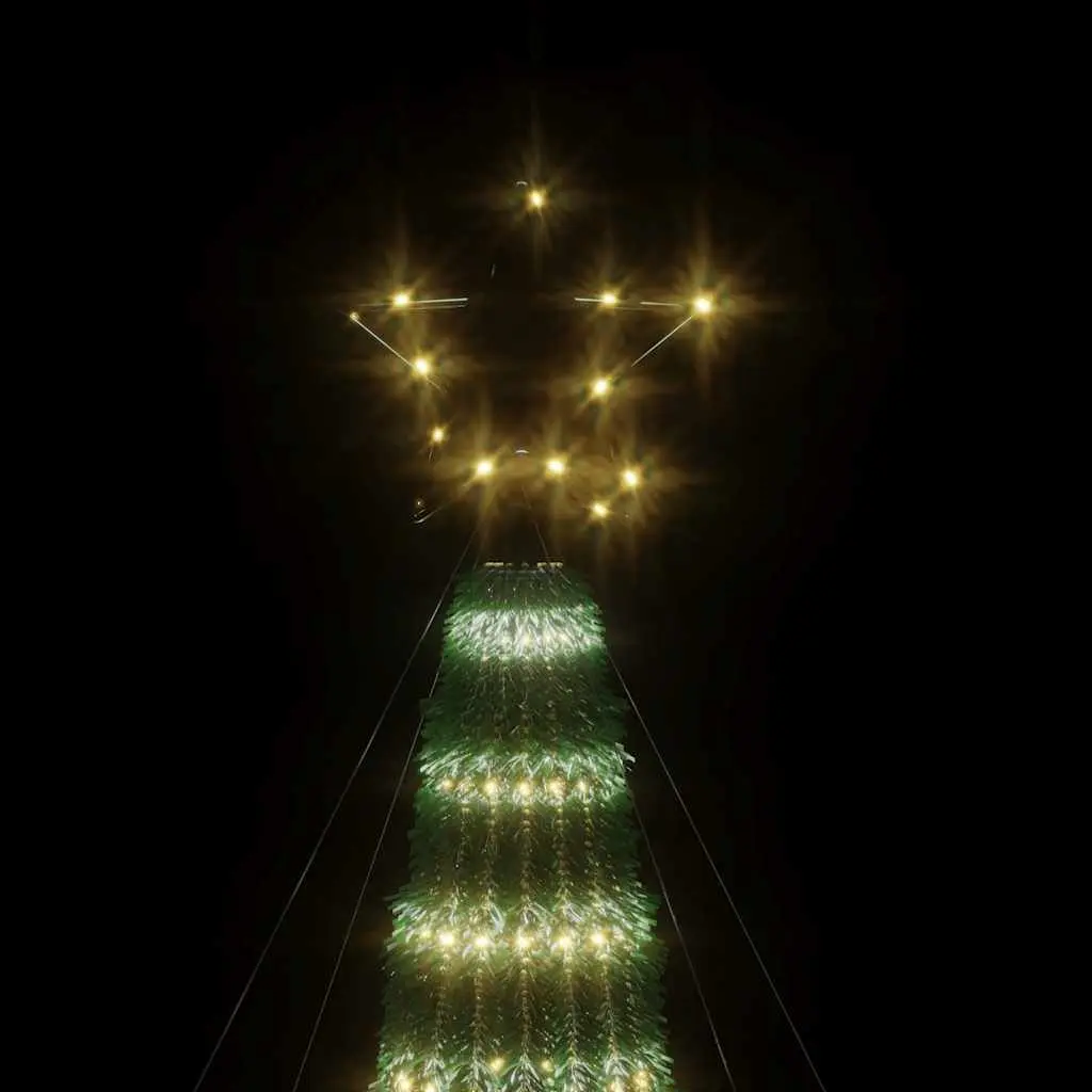 LED Christmas Tree Pre Lit 180cm Warm White 275 LEDs Seasonal Decoration with 8 Lighting Effects and Iron Base for Home Festive Atmosphere
