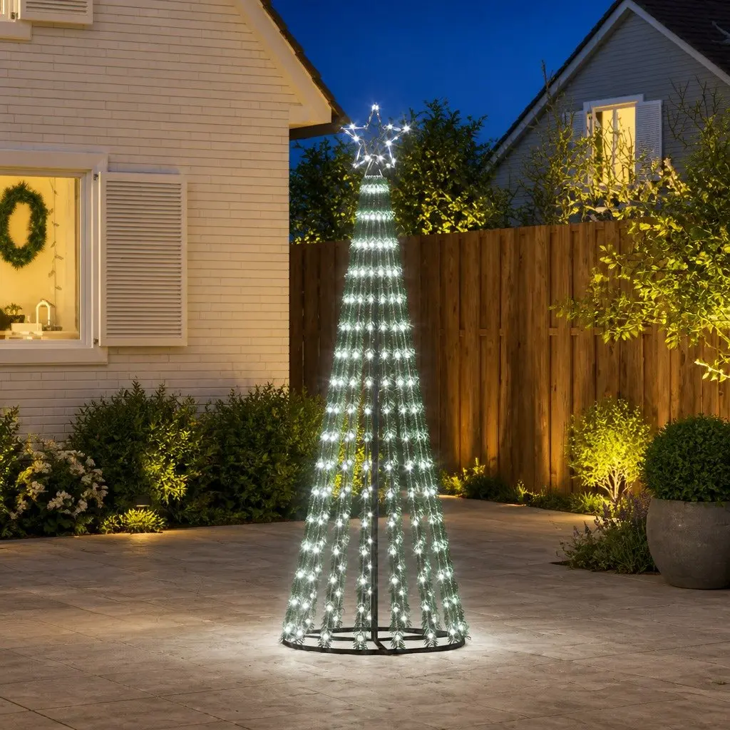 LED Christmas Tree 275 LEDs Cool White 180cm Pre-Lit Xmas Tree Indoor Outdoor