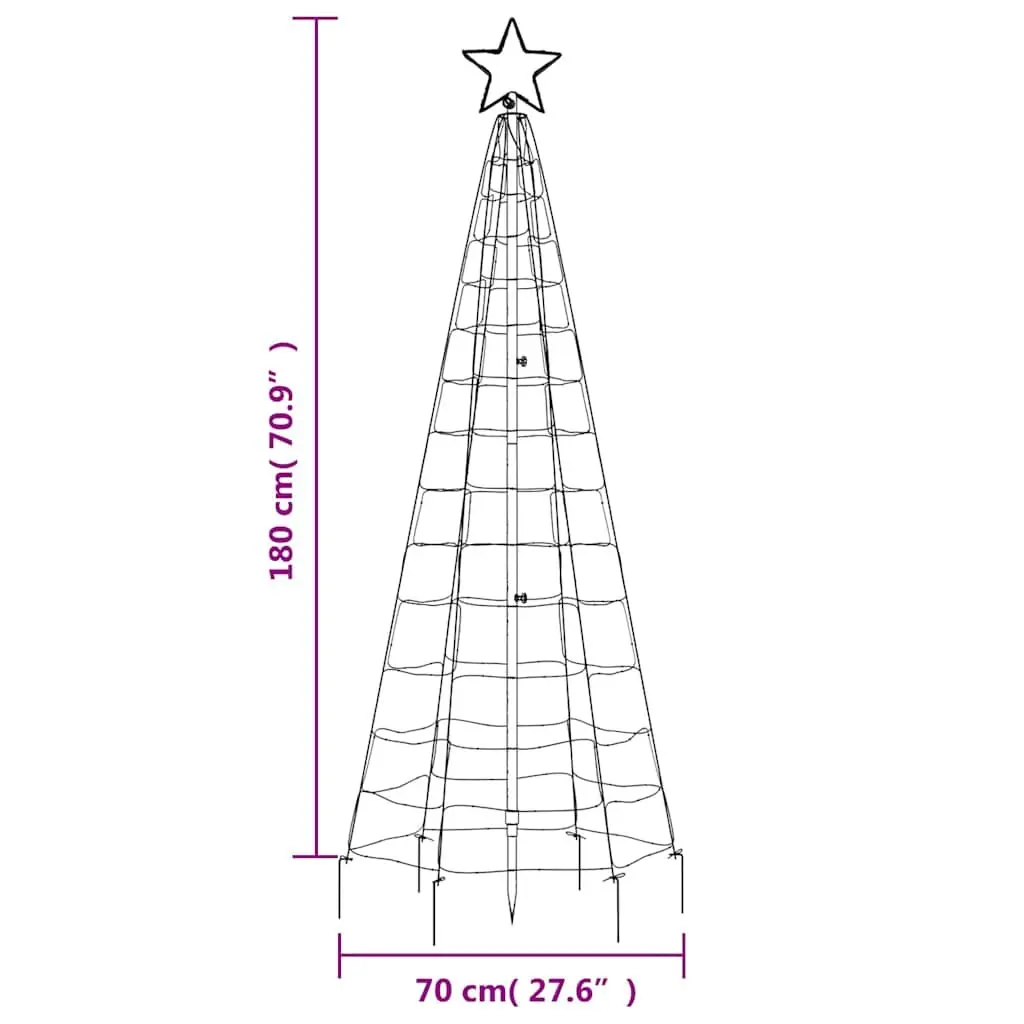 LED Christmas Tree with Spikes 220 Cold White Lights 8 Effects 180cm Outdoor
