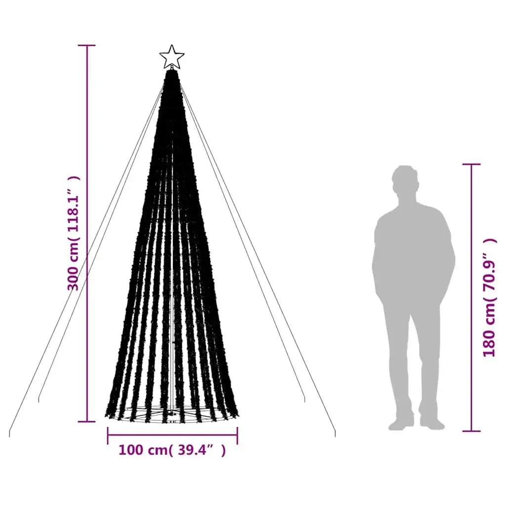 LED Christmas Tree 300cm 688 Cold White Lights 8 Effects Indoor Outdoor