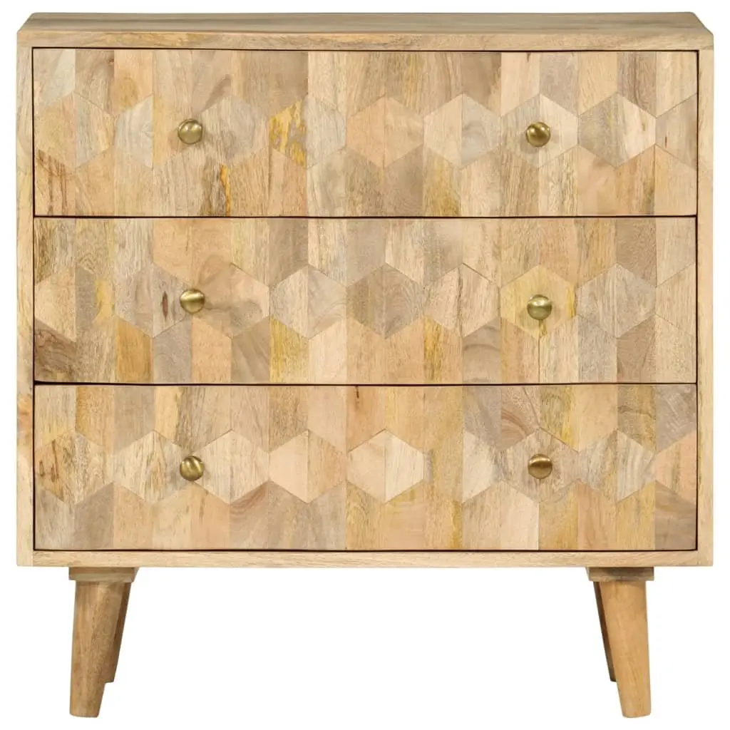 Storage Chest Drawer Cabinet Retro Style 3 Drawers Brown Solid Mango Wood