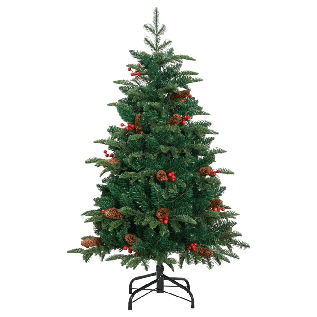 Artificial Christmas Tree Hinged 150cm Green PE with Cones and Berries