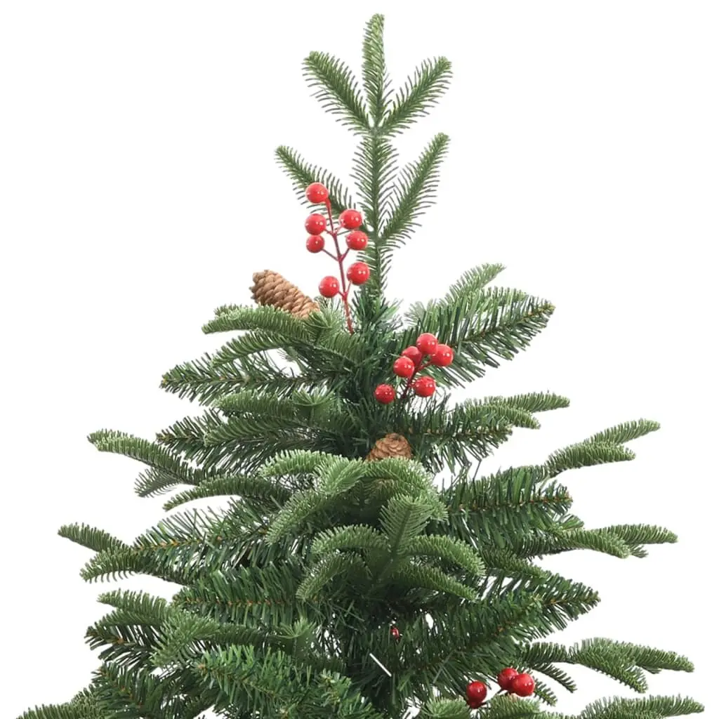 Artificial Christmas Tree Hinged 180cm Green PE Tips with Cones and Berries