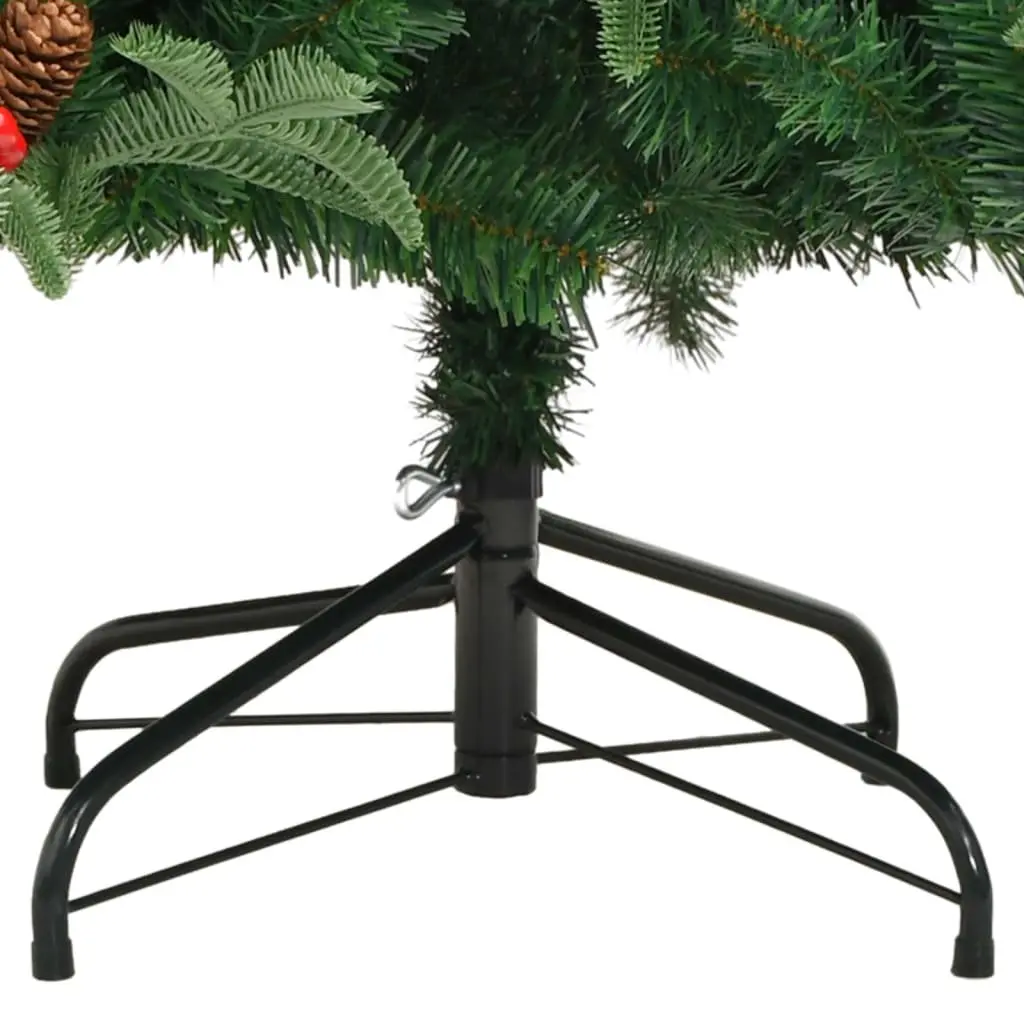 Artificial Christmas Tree Hinged 180cm Green PE Tips with Cones and Berries