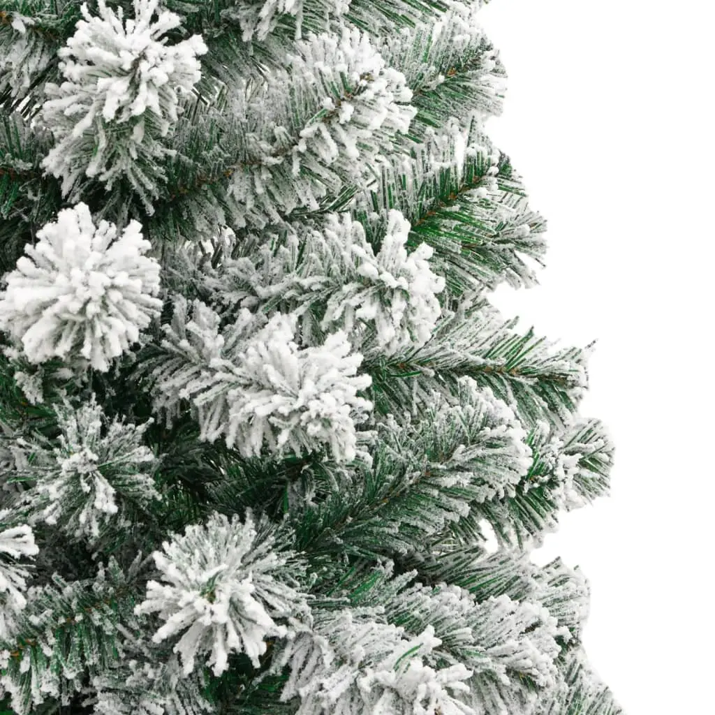 Artificial Christmas Tree Flocked White 180cm Hinged Construction Easy Assembly Holiday Decoration