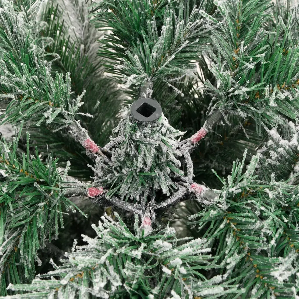 Artificial Christmas Tree Flocked White 180cm Hinged Construction Easy Assembly Holiday Decoration